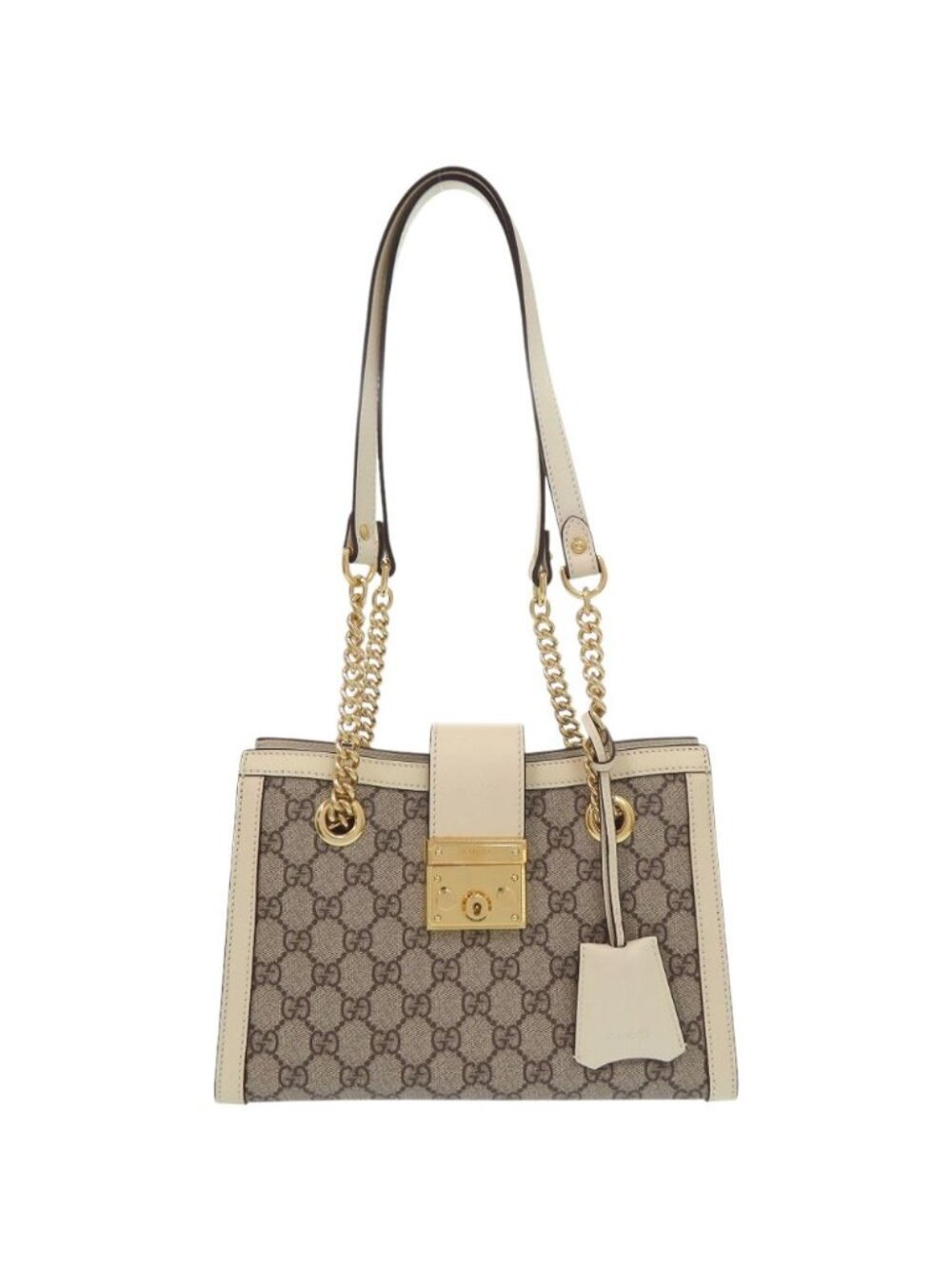 Gucci Padlock GG Small Supreme Leather Beige Tote Bag Chain